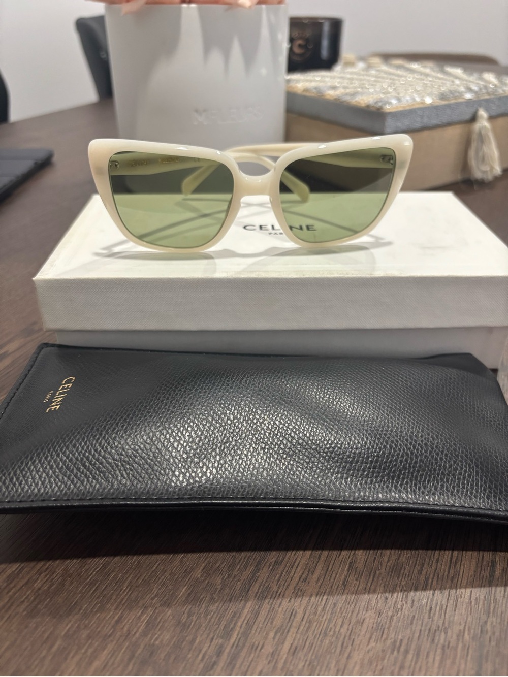 Celine Cream Cat-Eye Sunglasses